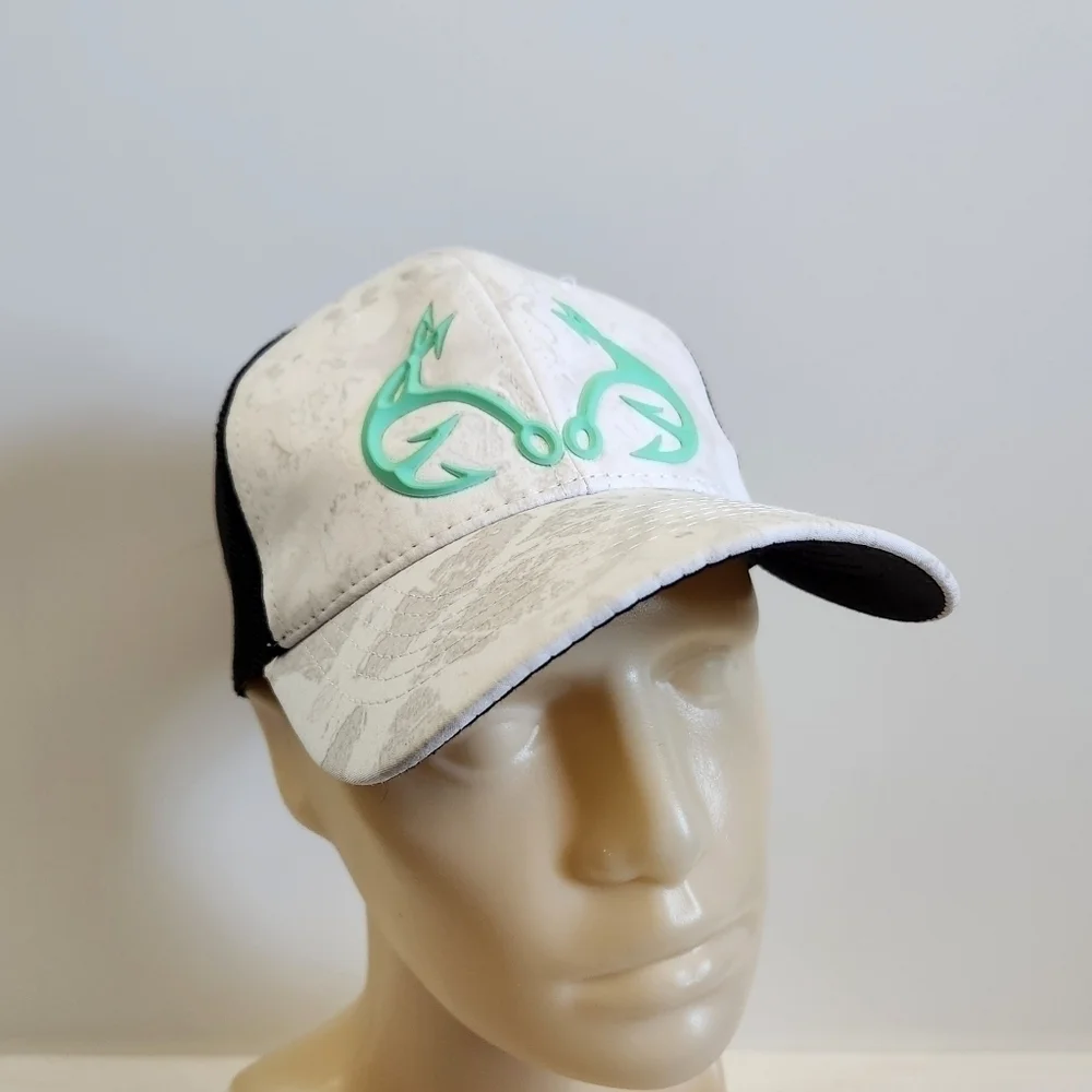 Realtree Women's White Gray Camo Teal Fishing Mesh Baseball Hat Cap